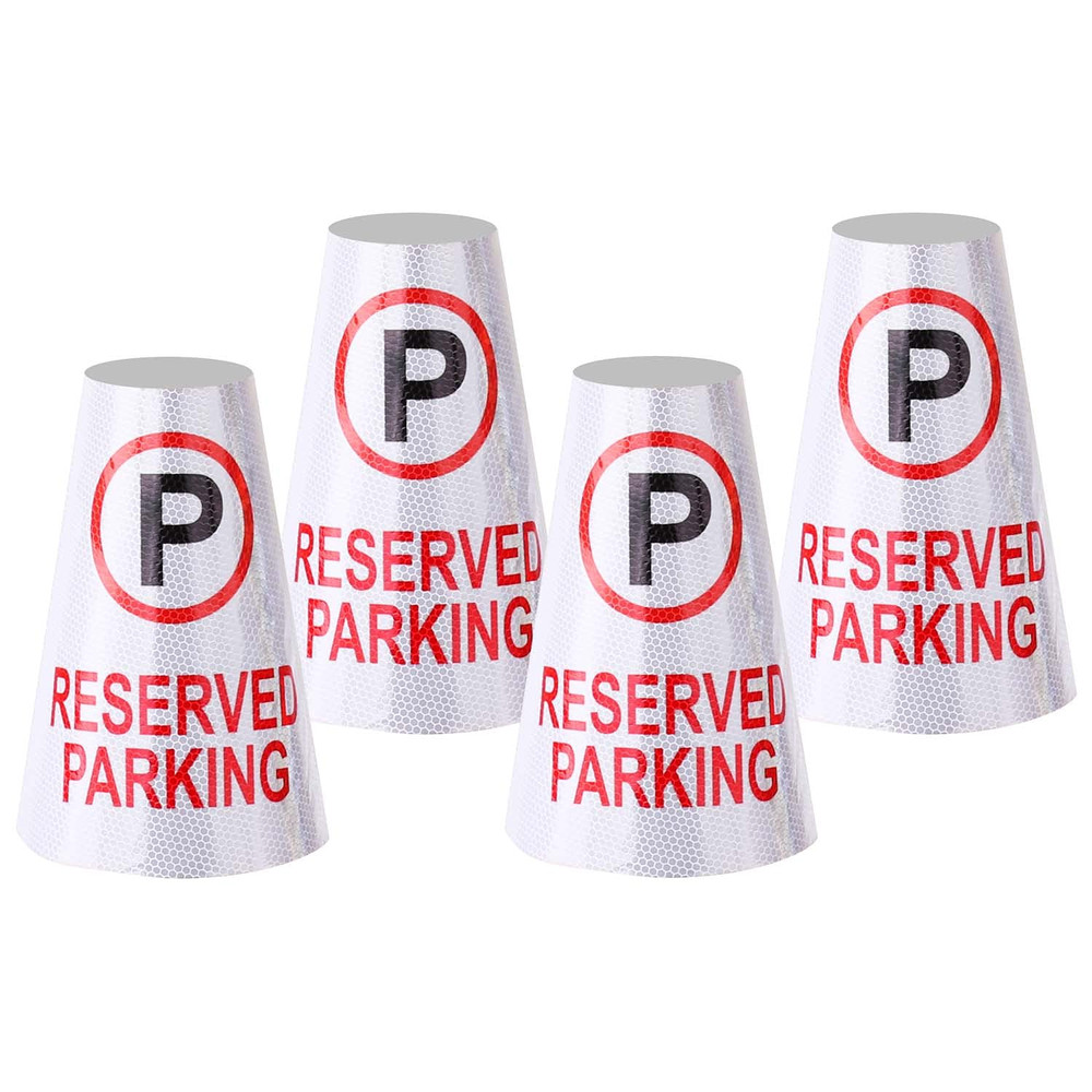 4 Pack " Reserved Parking " Bright Reflective Collars Sleeve, Cone Message Stick