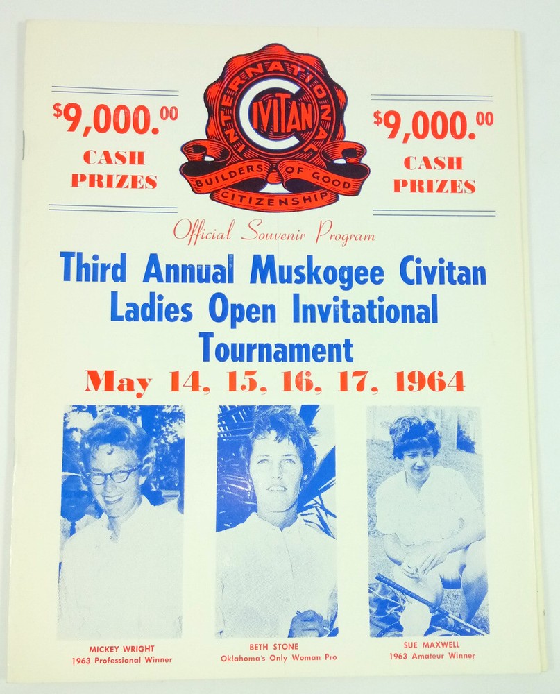 1964 Muskogee Civitan Ladies Open Golf Tournament Program Mickey Wright Pepsi Ad