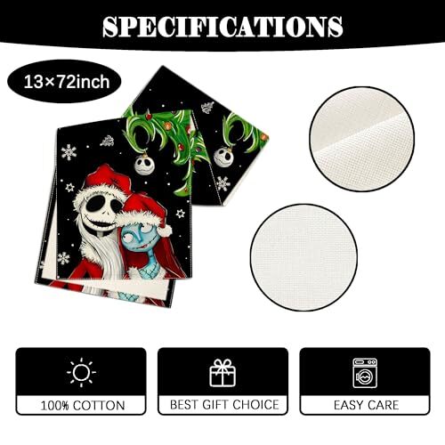 Christmas Table Runner Halloween Tablecloth Christmas Nightmare Before Decor