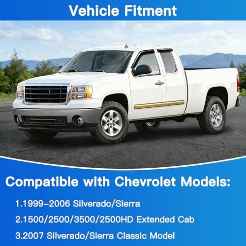 4Pcs Window Vent Visors, Outside-Mount Window 1999-2006 Silverado/Sierra