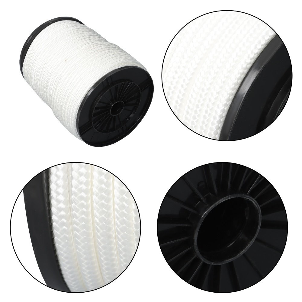Multipurpose White Nylon Rope Sturdy Spool Solid Braid Knot Rope 3/8" × 500'