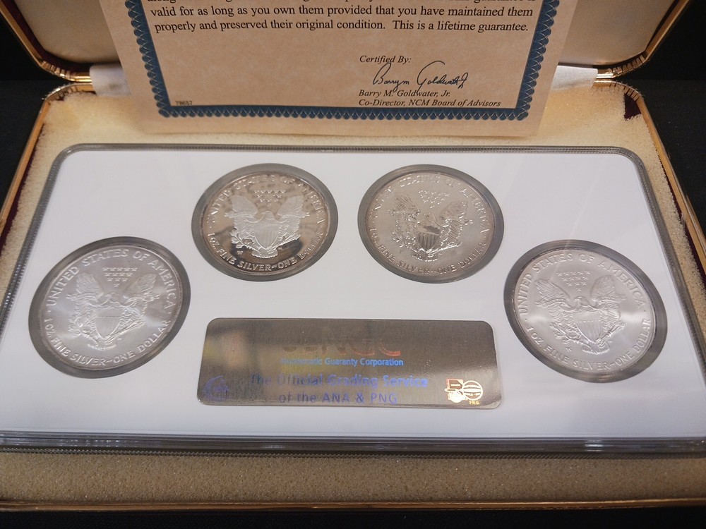 2006 Silver w/COA (NGC) 4 Coins Silver Dollar Ms69 Proof Uncir