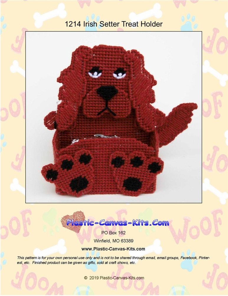 Irish Setter Dog- Treat Holder-Plastic Canvas Pattern or Kit