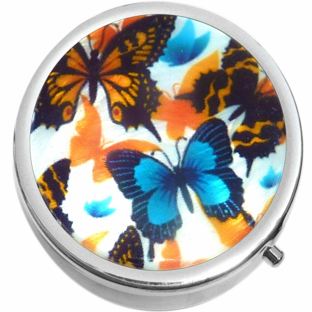 Butterflies  Medicine Vitamin Compact Pill Box