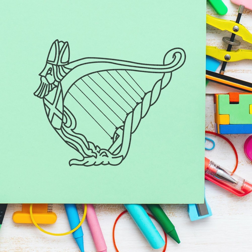Harp Art Rubber Stamp