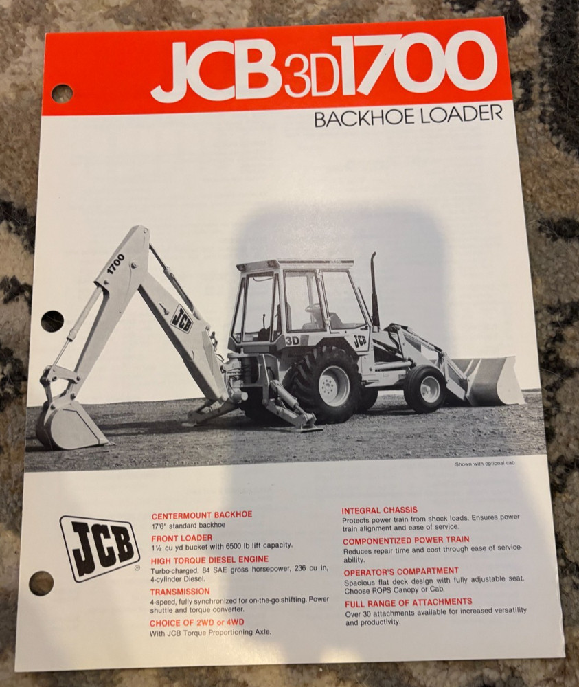 JCB 3D 1700 Backhoe Loader Brochure AMIL25