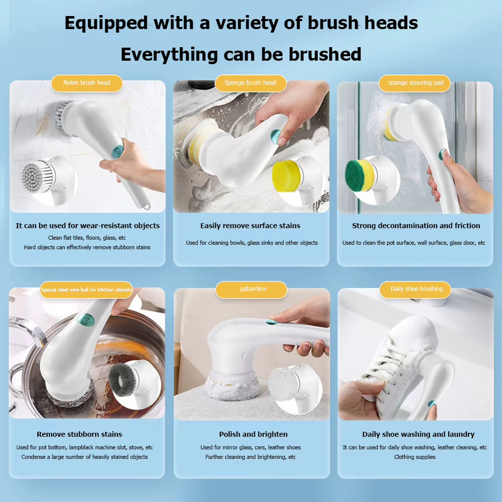 5Pcs Practical Replace Brush Head Set Convenient Electric Handheld Scrubber Head