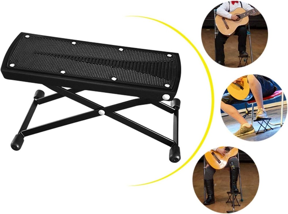 Guitar Foot Rest, Height Adjustable Footstools/Folding Black