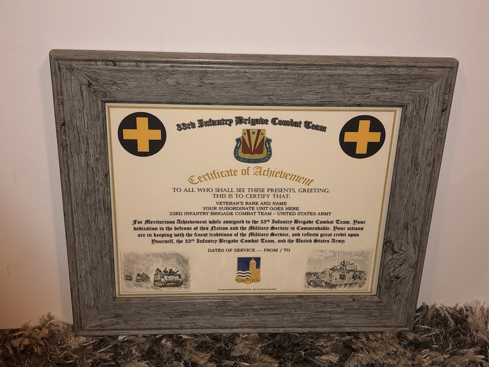 33RD INFANTRY BRIGADE COMBAT TEAM - COA / (COMMEMORATIVE CERTIFICATE)