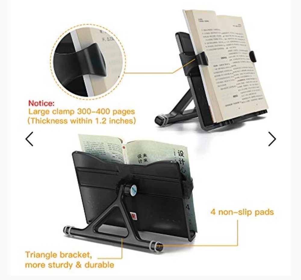 Portable Large Book Stand Holder, Foldable Reading Stand Height/Angle Adjustable