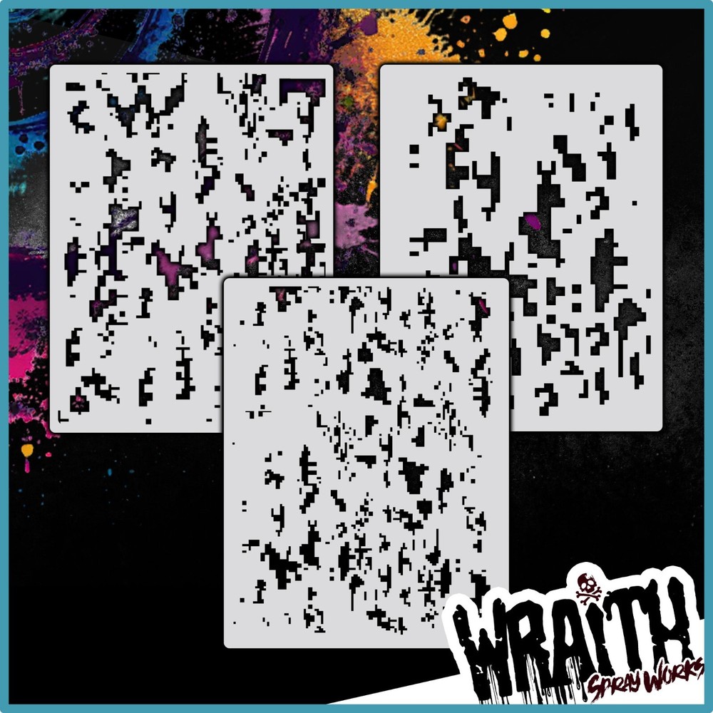 Digital Camo Set #1 - Reusable Airbrush Stencil Template