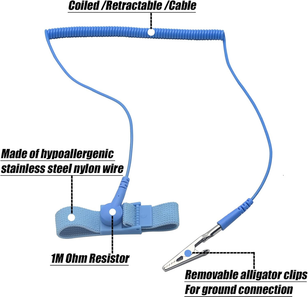 Anti Static Wrist Strap 2 Pack ESD Grounding Band for Electronics