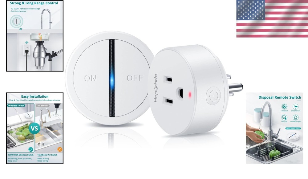 Compact Garbage Disposal Air Switch with 15A Capacity - Plug & Play Convenience