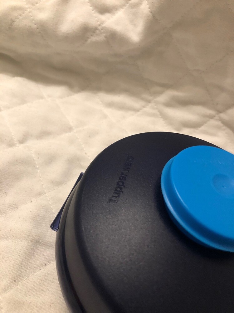 Tupperware Round Sandwich Keeper 4440 Dark Blue Bagel Salad Taker For Work