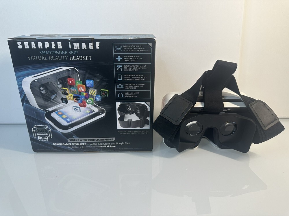 Sharper Image Virtual Reality Smartphone Viewer 360 Degree Headset VR BlackWhite
