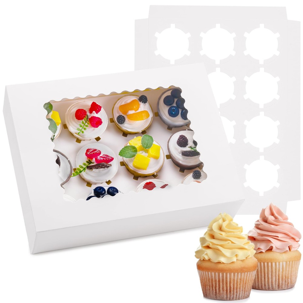 6pcs Cupcake Boxes Hold 12 Count Cupcake Containers With Window Food Grade Cupca