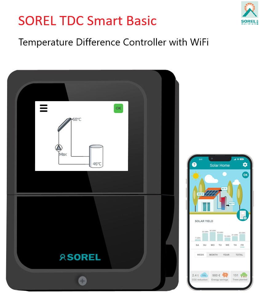 SOREL Solar Hot Water Heater Temp Difference Controller TDC Smart Basic WiFi