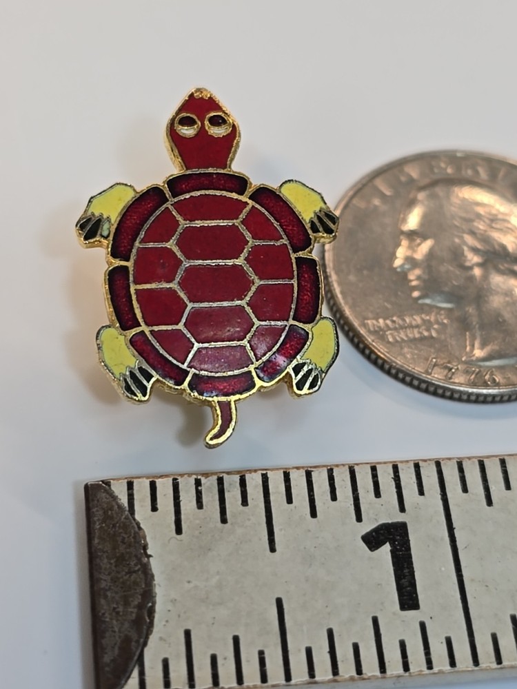 Turtle With Red Shell & Yellow Legs Lapel Pin