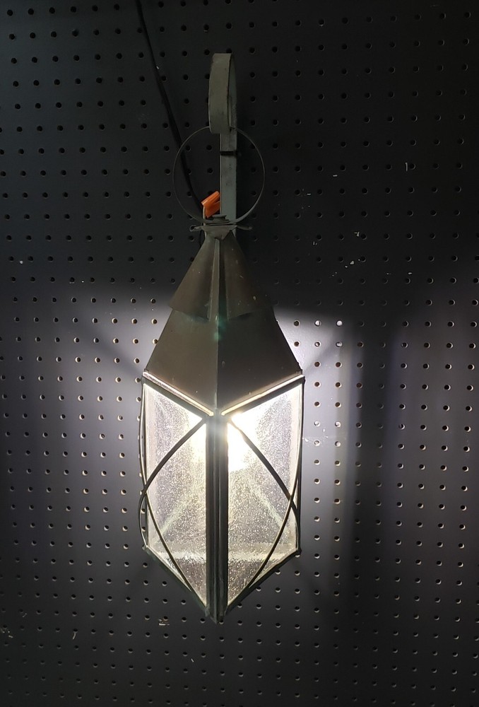 Copper Triangular Wall Sconce w/ Seeded Glass & Ornate Frame 21 1/2" T GS00097