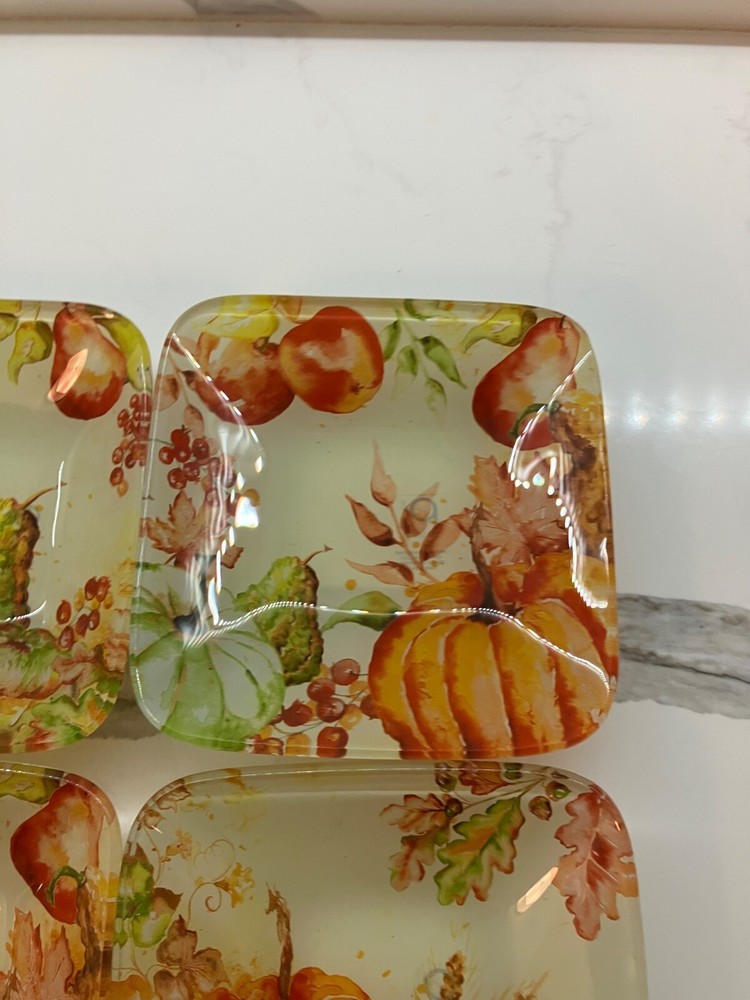 Set of 4 Prima Autum Theme Appetizer Plates 5"