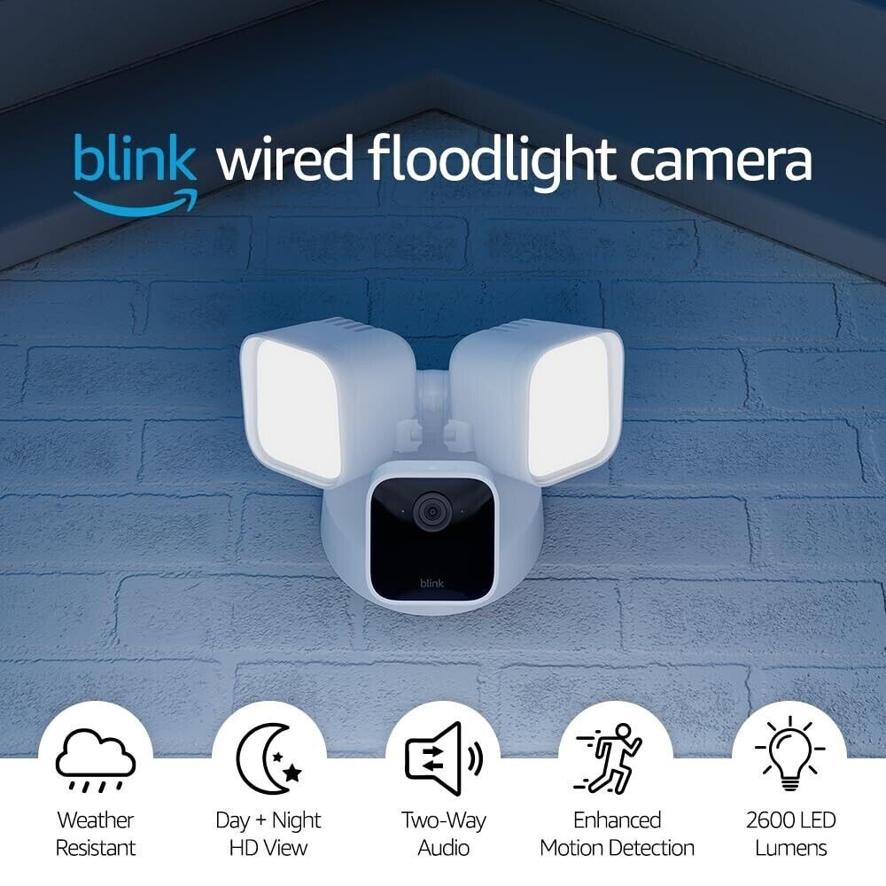 Blink Wired Floodlight Camera Smart security camera 2600 lumens HD live view NEW