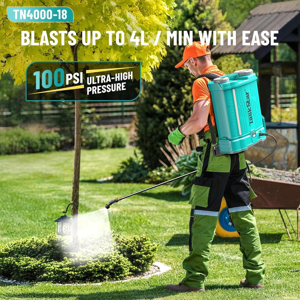 TaskStar 4 Gallon Battery Powered Electric Backpack Sprayer 2 * 2000mAh Battery