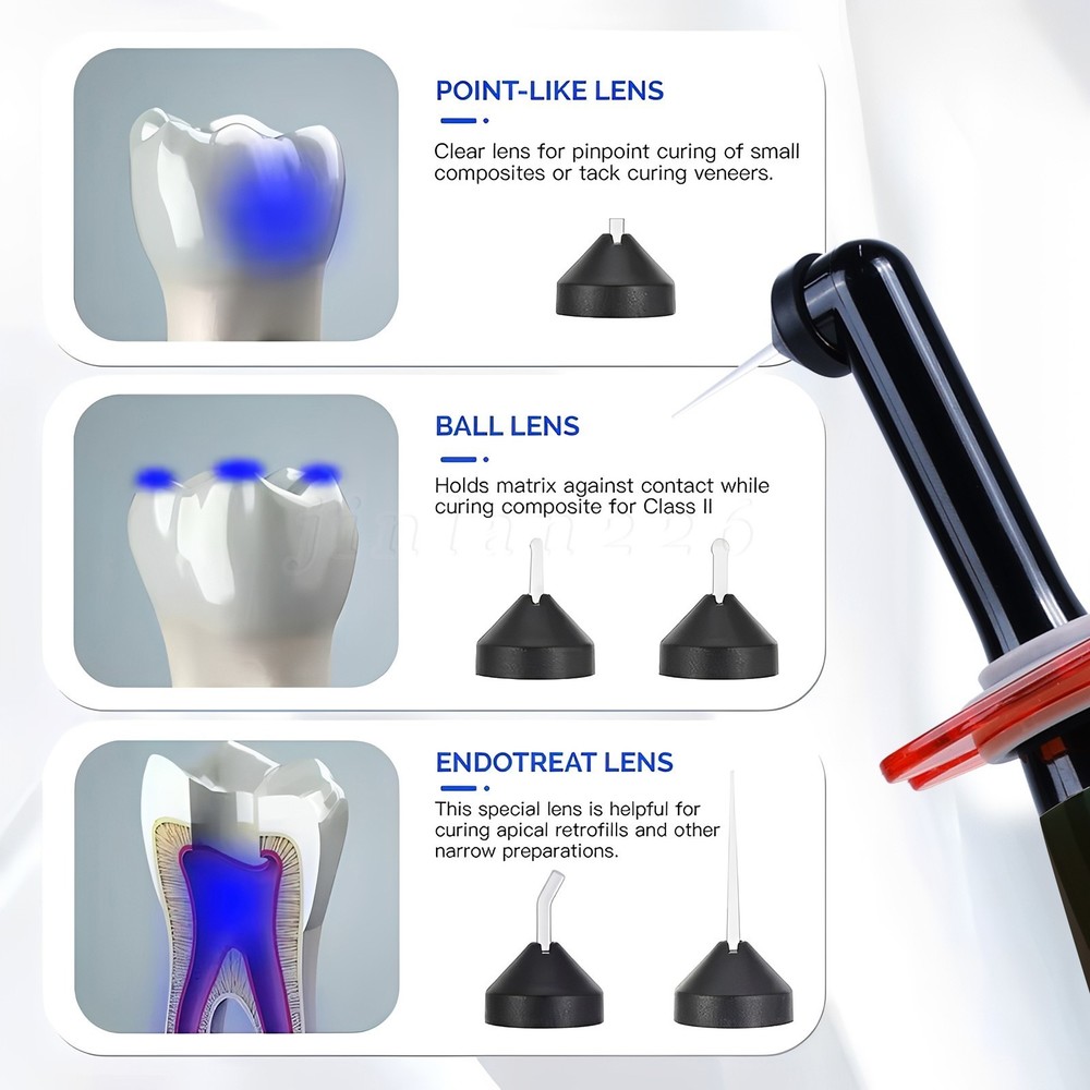 Dental Wireless Cordless LED Curing Light 1 Second Cure Lamp 2500mw Black