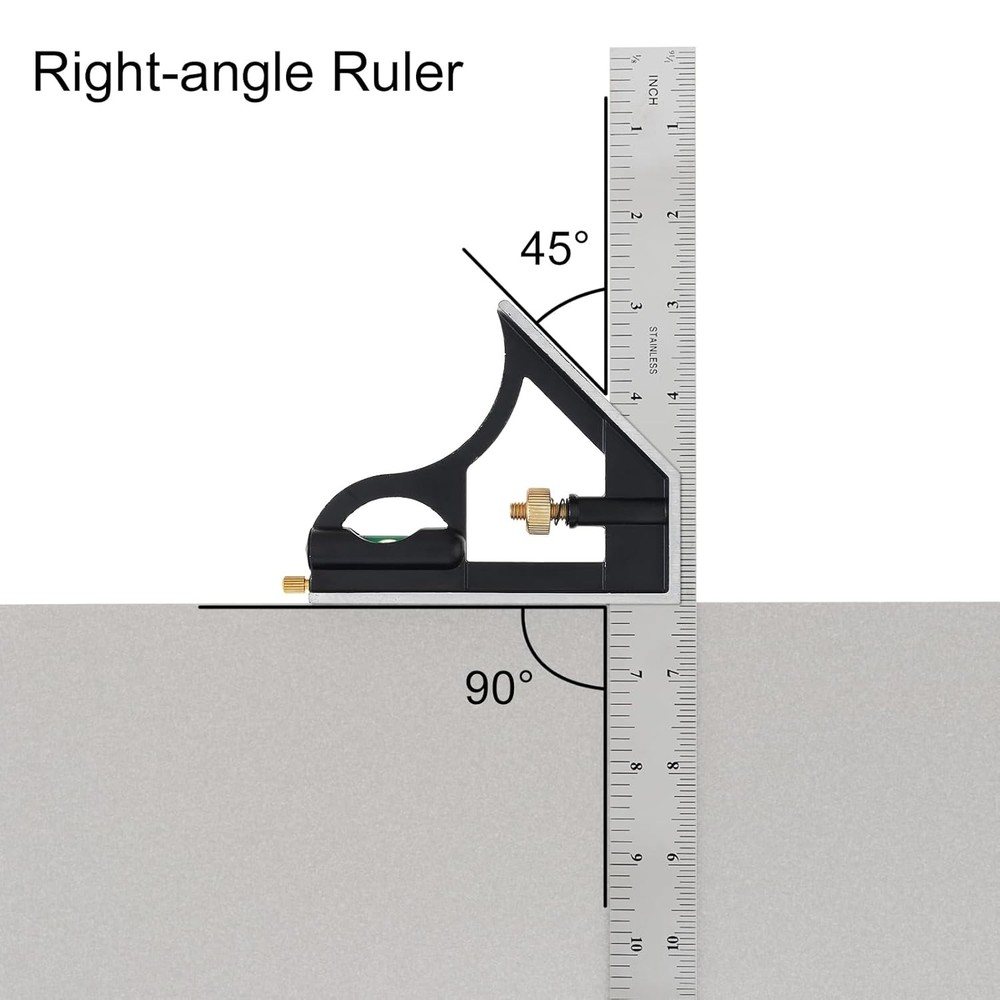 3 Piece Angle Ruler Set 11.8" T Square Protractor Level Tool for Construction
