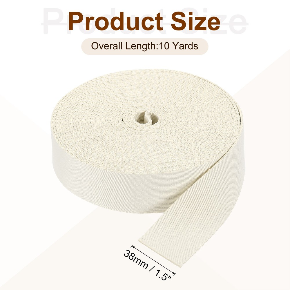 10 Yards Nylon Webbing Strap, 1 3/8-inch Bag Flat Webbing Straps, Beige