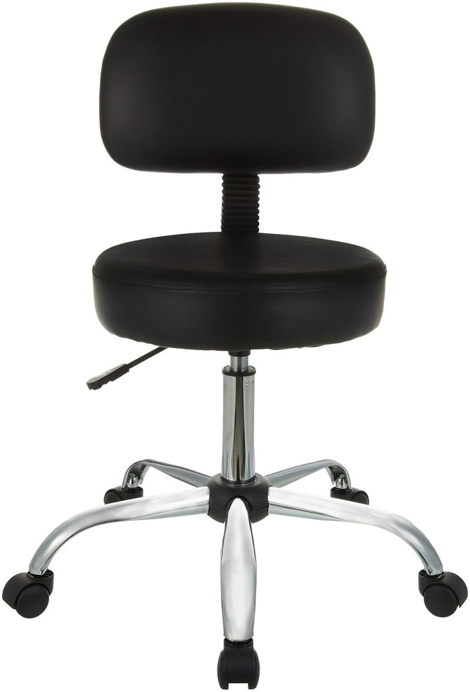 Amazon Basics Drafting Spa Bar Stool w/ Back Support & Wheels - Black