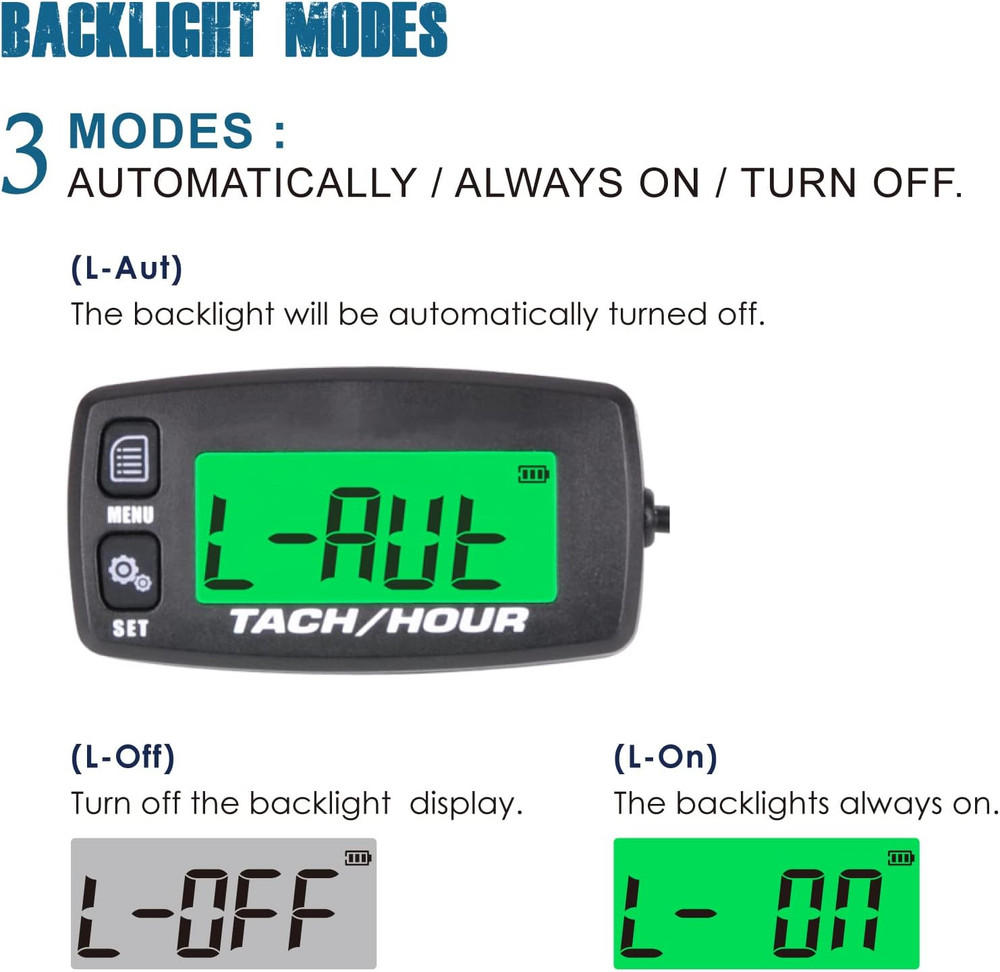 Digital Maintenance Tach/Hour Meter,Battery Replacement for Small Gas Engine,Use