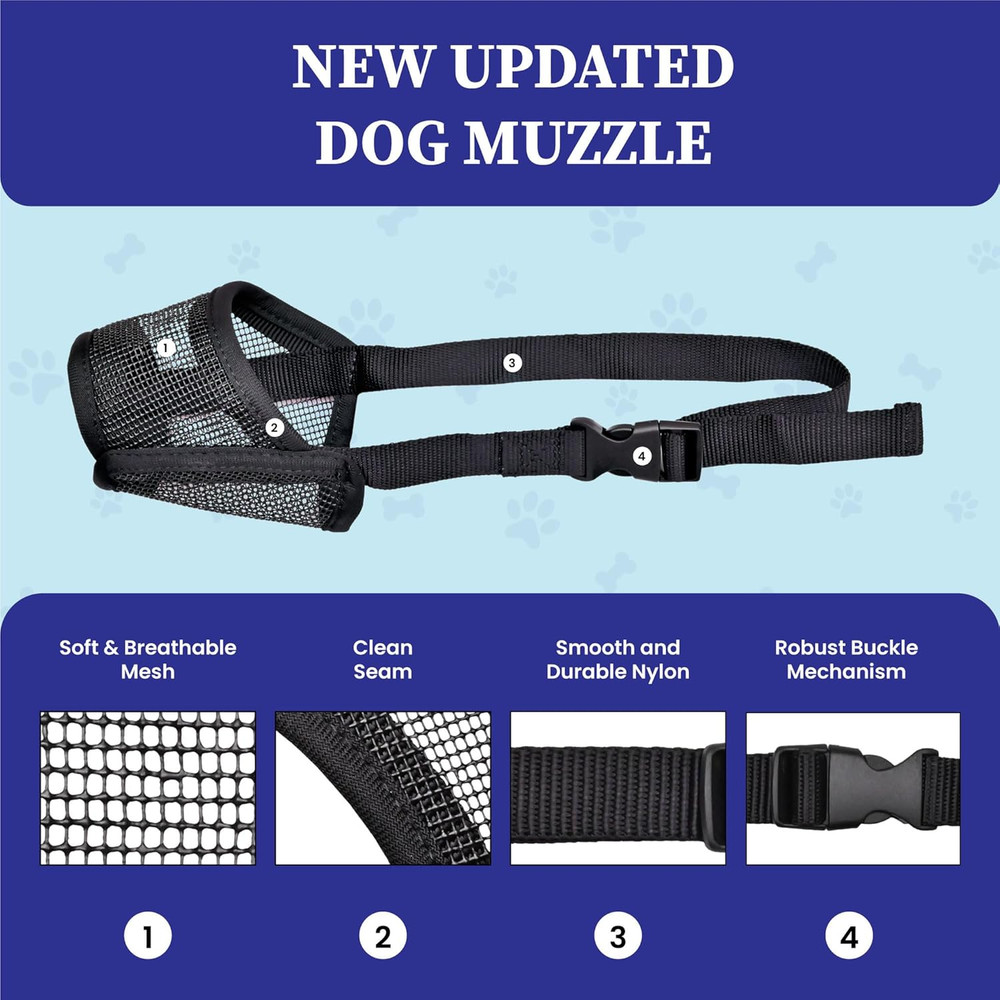 Dog Muzzle for Large Dogs - Air Mesh Muzzle for Large Sized Dog | Adjustable No