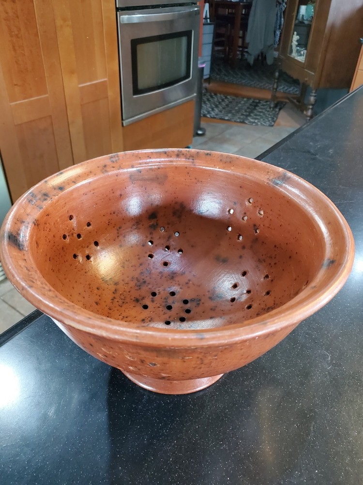 Antique colander Large Clay bowl strainer Rustic colander Deep Colander