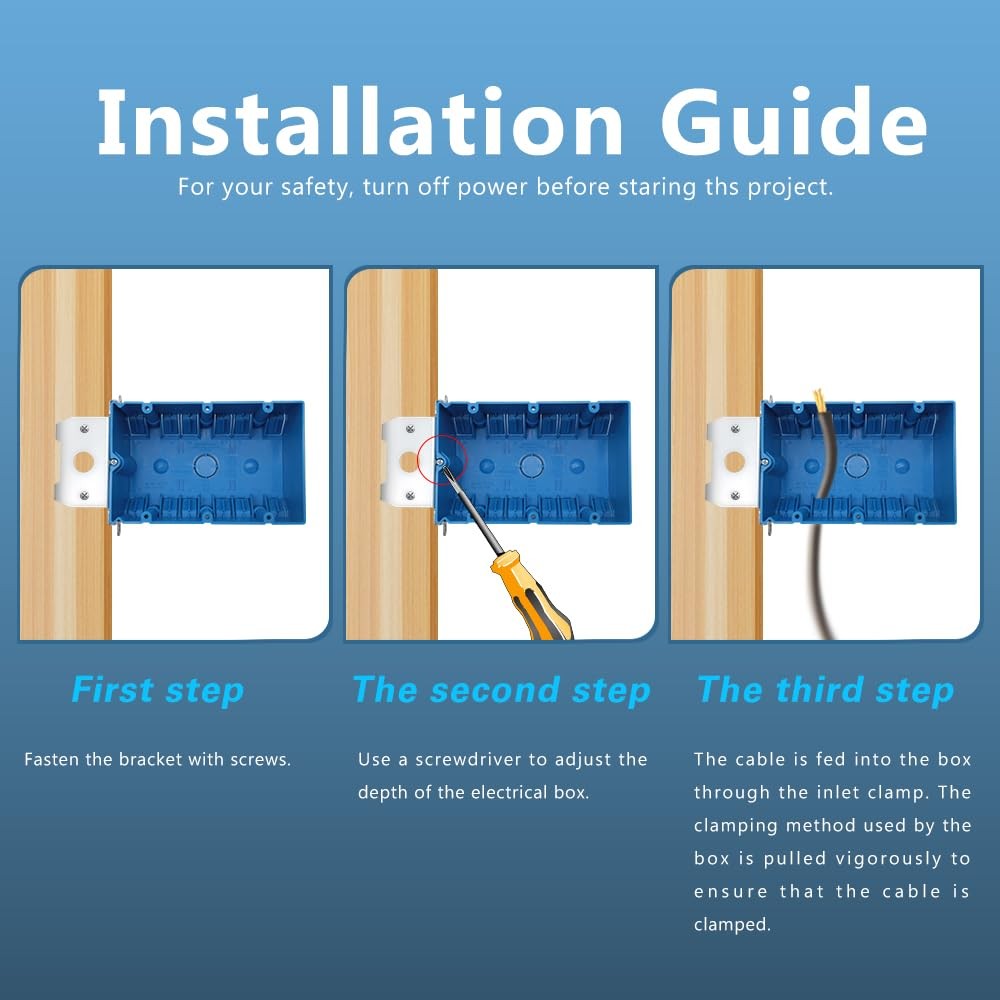XGGYA 3 Gang Electrical Box Adjustable,Blue Boxes 1, 3