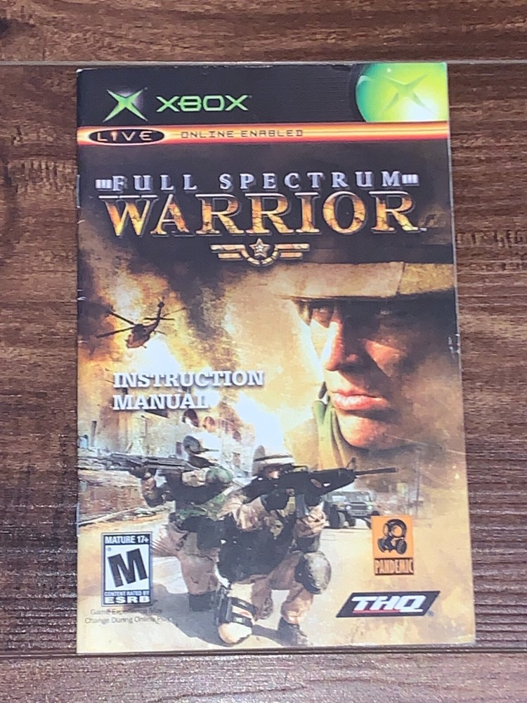 Full Spectrum Warrior XBOX Instruction Manual Only