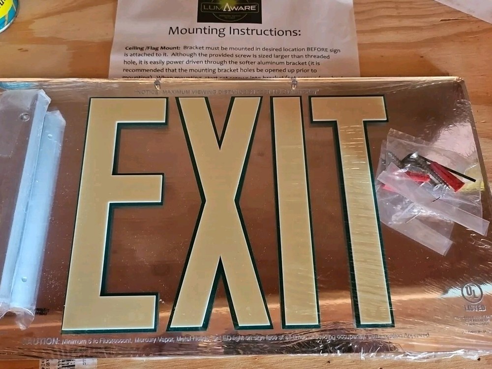 LUMAWARE Mirror Lucite 50’ Visibility Emergency Exit Sign