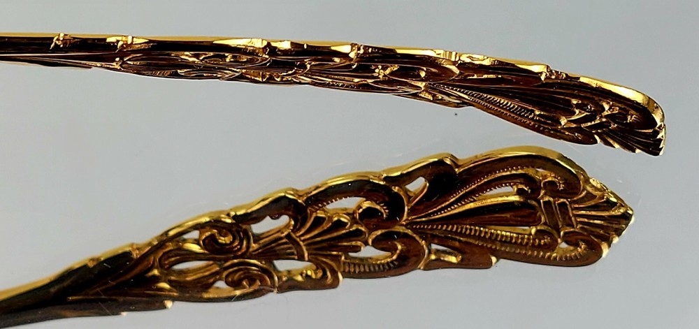 Italian Gold Carved Wedding Cake Server, Elegant Server Set, Hollowware, Scrolls