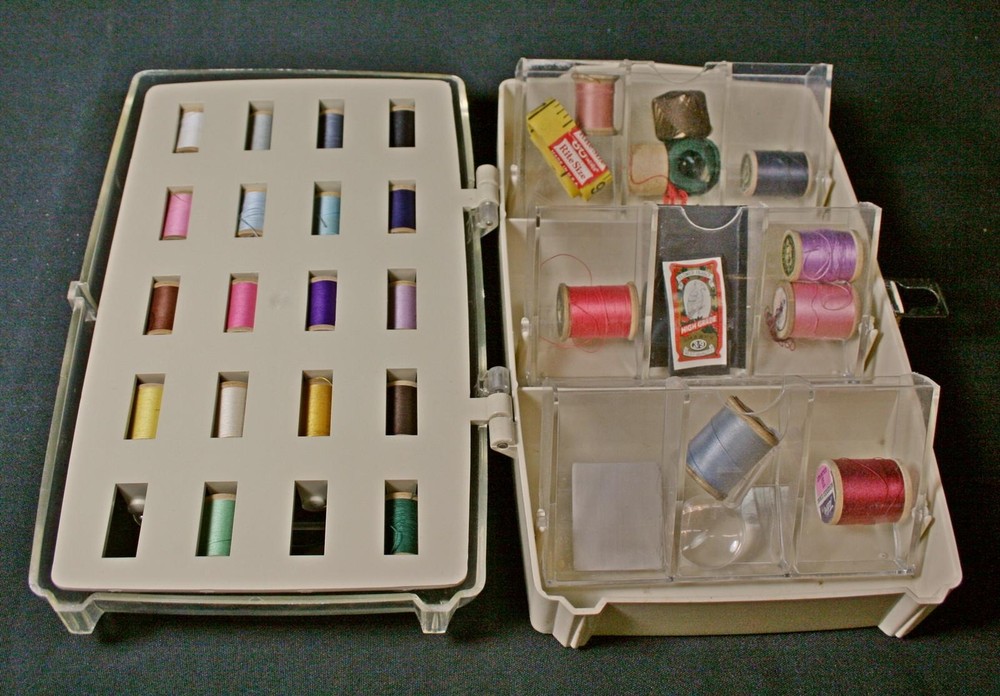 Vintage William Thomas & Sons Sewing Box With Thread Holder 1960’s