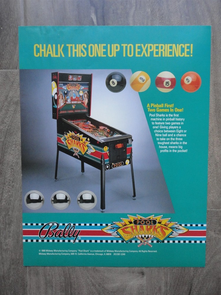 Pool Sharks Pinball Flyer / Original Brochure D