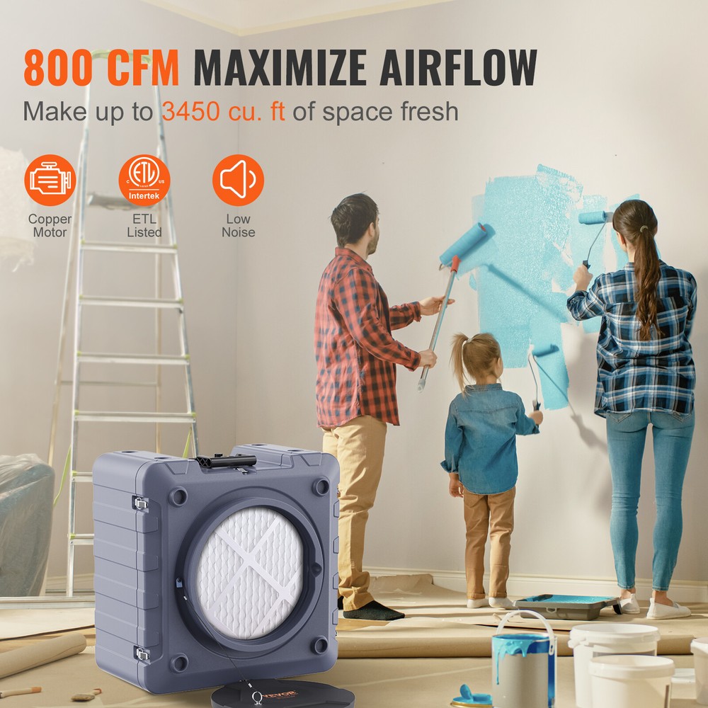 VEVOR 800CFM Air Scrubber with 3 Stage Filtration Stackable Negative Air Machine