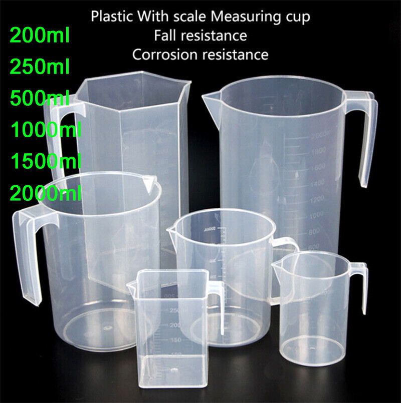 200/500/1000/1500/2000ML Plastic Measuring Cup Jug Pour Spout Surface Kitchen