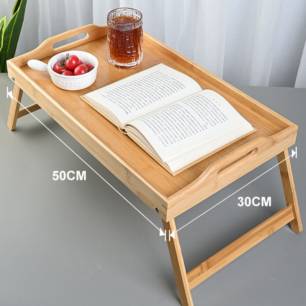 Bamboo Breakfast Holder Rack Bed Tray Foldable Rest Serving Tray Laptop Table