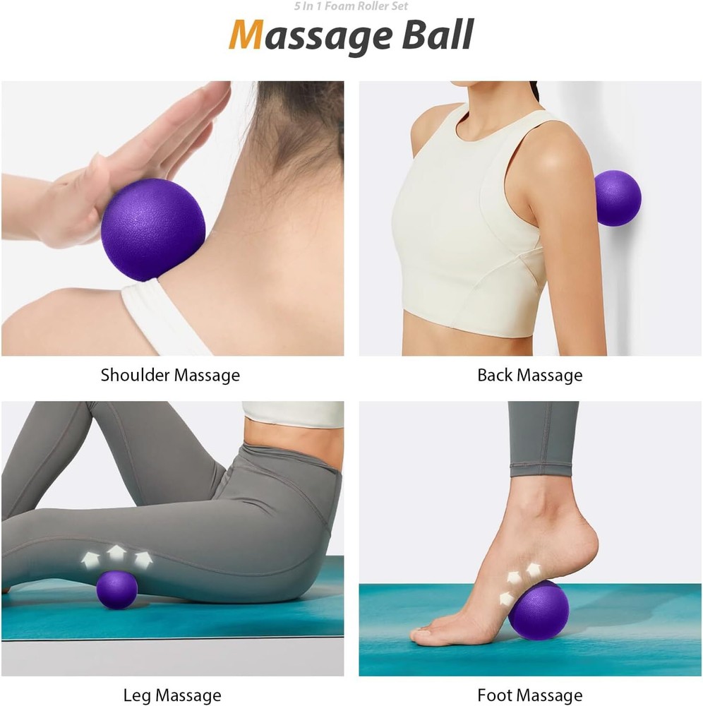 5-in-1 Foam Roller Set for Deep Tissue Muscle Massage, Triggering