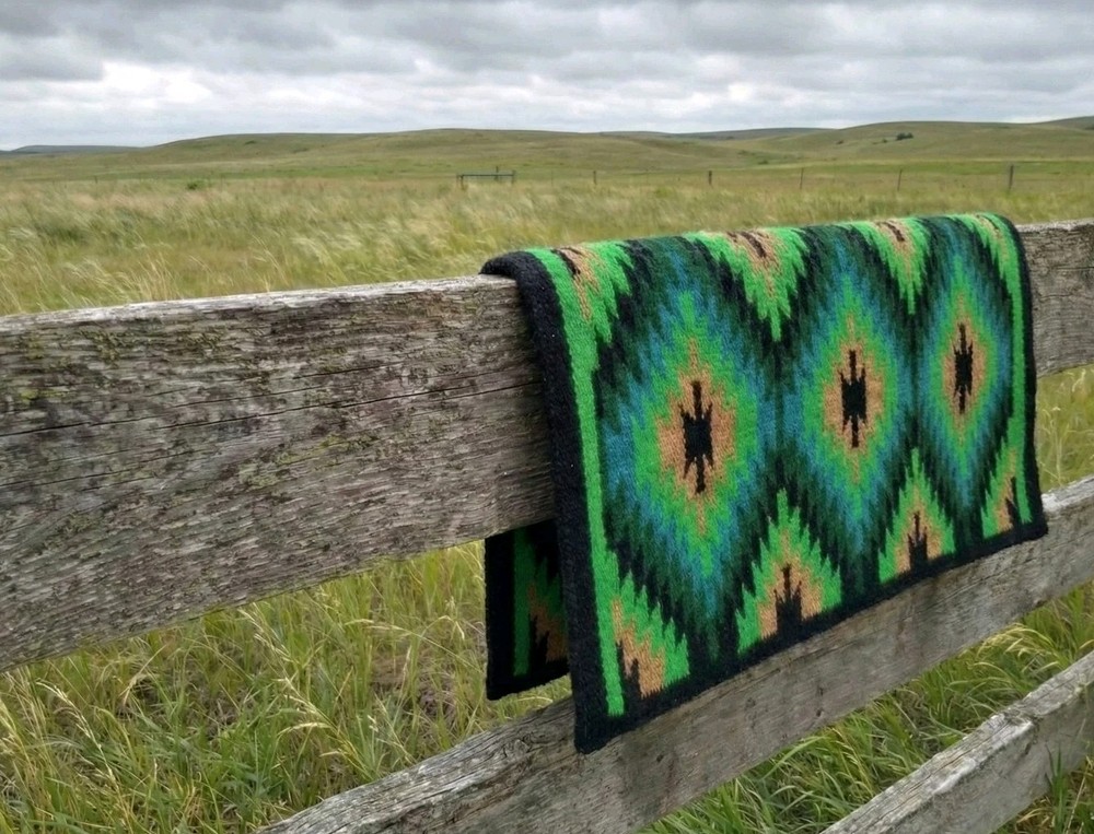 Handmade Western Saddle Ranch Pad Green Black 34×38