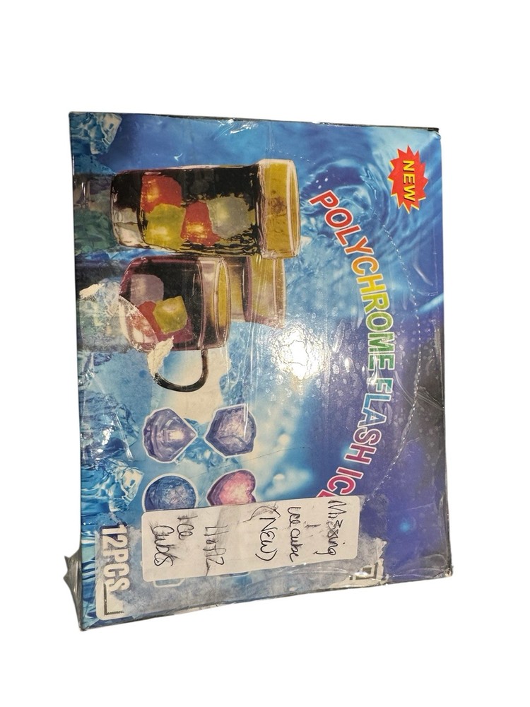 Polychrome Flashing Square Ice Cubes 12 pc 8 MODES AVAILABLE (NEW-MISSING 1)