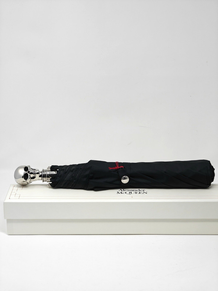 Alexander McQueen Umbrella Skull Silver Black Automatic Button 10500