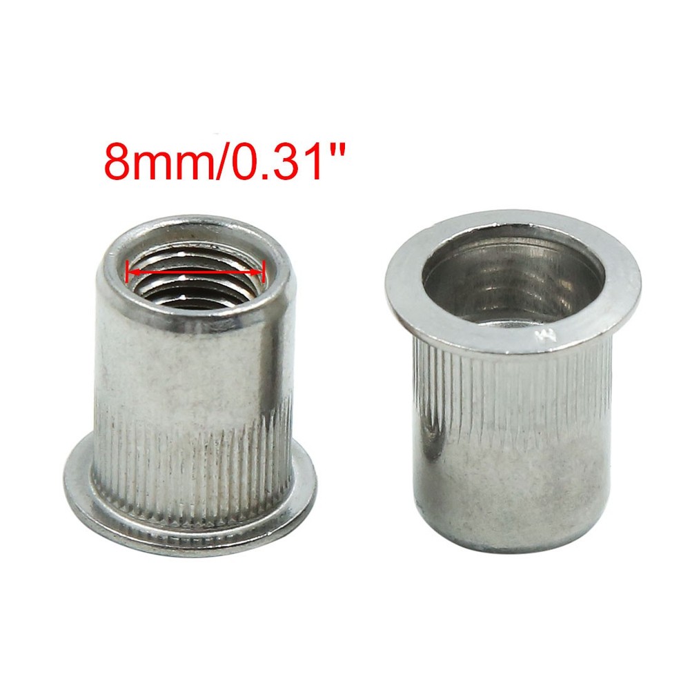10x Stainless Steel Rivet Nut Flat Head Insert Insert 3/8"-16 UNC