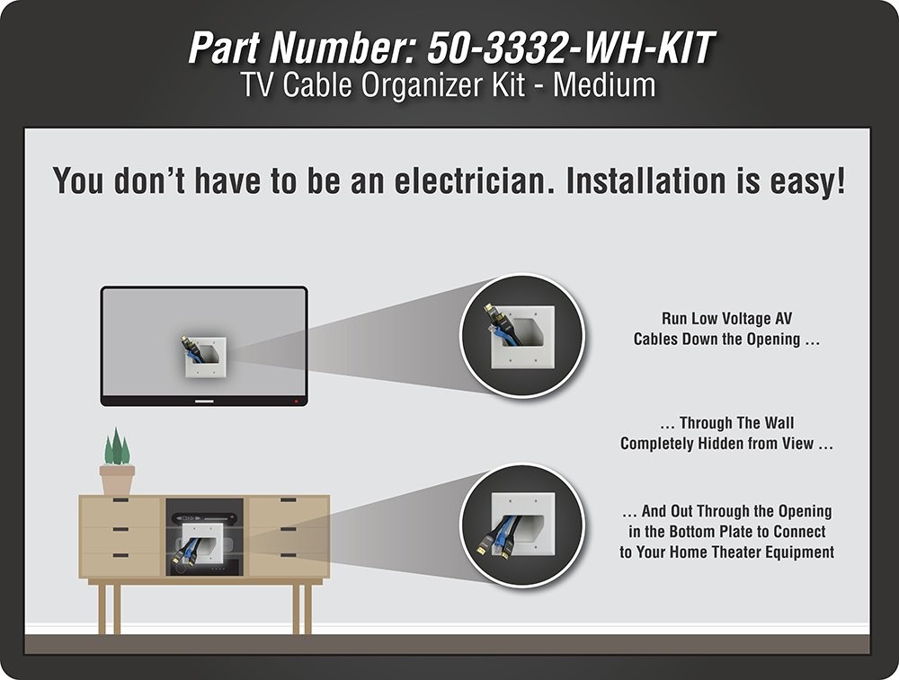 Datacomm Electronics 503332whkit Flat Panel Tv Cable Organizer Kit White