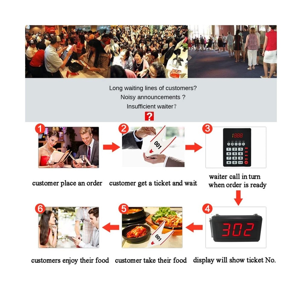 Queue Calling System Pager - Take A Number System Waiting Number System Custo...