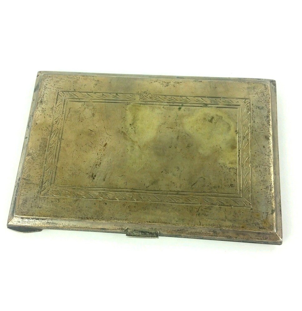 Antique 800 Silver Etched Repousse Cigarette Case 151.2 grams
